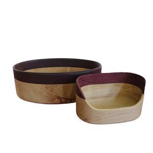 Hand Turned Wood Office Set Bowl and Business Card Holder Decorative Holders